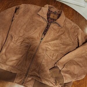 Hunt Club Leather Jacket Bomber Style Size XL Retro Y2K